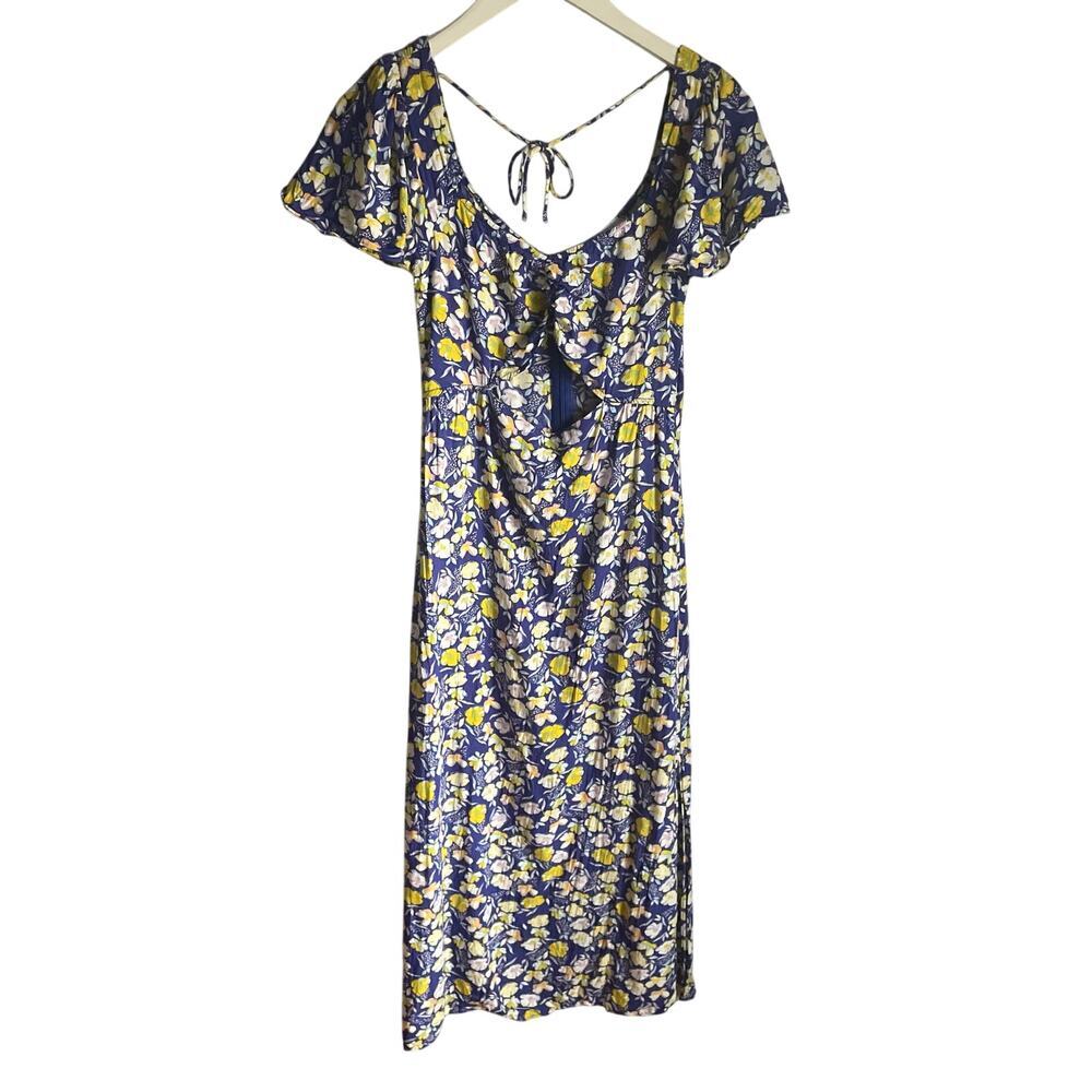 Karl Marc John Floral Midi Sundress Slit Blue Cutout size Medium Cottagecore